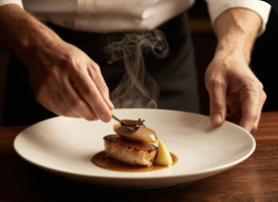 Chef in white uniform in a professional kitchen